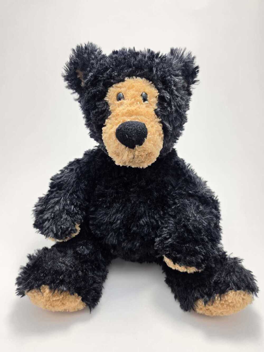 Aurora Sitting Black Teddy Bear Plush, Pouch in Bottom (10 inch)